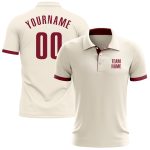 Personalized Performance Golf Polo Shirt in Cream Crimson - Customizable, Stylish, Comfortable Personalized Cream Crimson