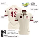 Custom Name and Number Cream Crimson Golf Polo Shirt for Team Performance - Personalized Apparel Personalized Cream Crimson