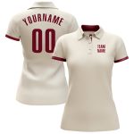 Custom Name and Number Cream Crimson Golf Polo Shirt for Team Performance - Personalized Apparel Personalized Cream Crimson