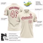 Custom Name Number Cream Crimson Performance Polo Shirt for Golf - Personalized Golf Shirt Personalized Cream Crimson Performance