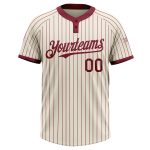 Personalized Crimson Pinstripe Two-Button Unisex Softball Jersey - Soft, Comfortable Fabric Personalized Cream Crimson Pinstripe