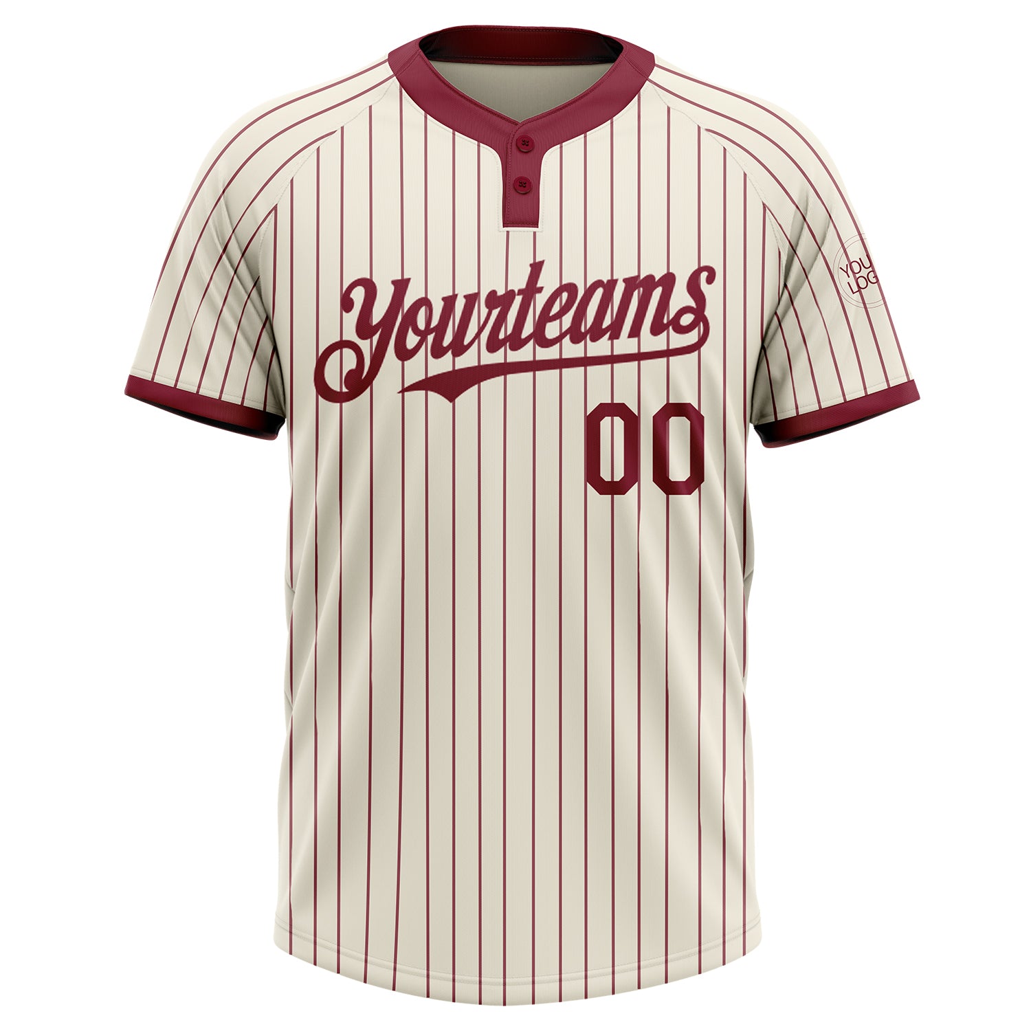 Personalized Cream Crimson Pinstripe Crimson Two-Button Unisex Softball Jersey Personalized Crimson Pinstripe Two-Button Unisex Softball Jersey - Soft, Comfortable Fabric Personalized Cream Crimson Pinstripe - Image 2