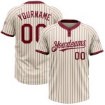 Personalized Crimson Pinstripe Two-Button Unisex Softball Jersey - Soft, Comfortable Fabric Personalized Cream Crimson Pinstripe