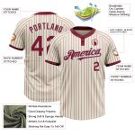 Personalized Two-Button Unisex Softball Jersey in Cream Crimson Pinstripe, Soft and Comfortable Personalized Cream Crimson