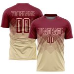 Personalized Crimson Soccer Jersey - Custom Cream Sublimation Uniform Personalized Cream Crimson Sublimation Soccer Uniform