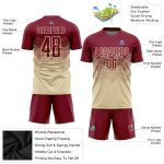 Custom Name and Number Soccer Jersey - Personalized Cream Crimson Sublimation Team Uniform Personalized Cream Crimson Sublimation
