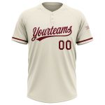Custom Cream Crimson Two-Button Softball Jersey Unisex Design Personalized Cream Crimson Two-Button Unisex Softball Jersey