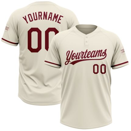 Custom Cream Crimson Two-Button Softball Jersey Unisex Design Personalized Cream Crimson Two-Button Unisex Softball Jersey