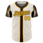 Custom Name and Number Authentic Baseball Jersey in Personalized Cream Gold-Brown Colors, 3 Arm Shapes Available Personalized