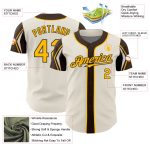 Custom Name and Number Authentic Baseball Jersey in Personalized Cream Gold-Brown Colors, 3 Arm Shapes Available Personalized