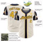 Personalized Baseball Jersey in Cream, Gold & Navy - Stylish 3 Color Arm Shapes Personalized Cream Gold-Navy 3 Colors Arm