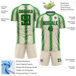 Custom Abstract Geometric Soccer Uniform Jersey for Team - Personalized Cream Grass Green and Black with Name and Number