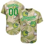 Personalized 3D Coconuts Leaves Baseball Jersey Cream Grass Green-White Personalized Cream Grass Green-White 3D Coconuts