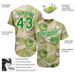 Custom Name Number 3D Pattern Baseball Jersey Coconuts Leaves Cream Grass Green-White Personalized Authentic Team Apparel