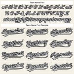 Custom Name and Number Authentic Baseball Jersey - Personalized Cream Gray Black Pinstripe Design Personalized Cream Gray
