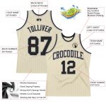 Personalized Black Basketball Jersey with Cream Gray Pinstripes Personalized Cream Gray Pinstripe Black Basketball Jersey