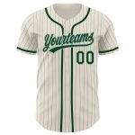 Personalized Green Pinstripe Baseball Jersey in Cream and Gray Personalized Cream Gray Pinstripe Green Baseball Jersey