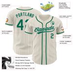 Custom Pinstripe Baseball Jersey - Personalized Cream Gray Kelly Green with Name and Number Personalized Cream Gray Pinstripe