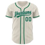 Custom Pinstripe Baseball Jersey - Personalized Cream Gray Kelly Green with Name and Number Personalized Cream Gray Pinstripe