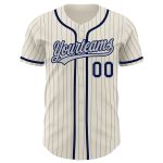 Custom Personalized Gray Cream Pinstripe Navy Baseball Jersey with Name and Number Personalized Cream Gray Pinstripe Navy