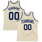 Custom Name Number Navy Basketball Jersey - Personalized Cream Gray Pinstripe Personalized Cream Gray Pinstripe Navy Authentic
