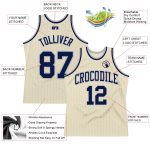 Custom Name Number Navy Basketball Jersey - Personalized Cream Gray Pinstripe Personalized Cream Gray Pinstripe Navy Authentic