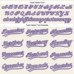 Custom Baseball Jersey - Personalized Gray Cream Pinstripe with Purple Name & Number Personalized Cream Gray Pinstripe Purple