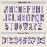 Personalized Baseball Jersey in Cream Gray and Purple with 3 Color Arm Shapes Personalized Cream Gray-Purple 3 Colors Arm