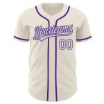 Custom Name and Number Baseball Jersey - Personalized Cream Gray-Purple Team Jersey Personalized Cream Gray-Purple Authentic
