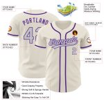 Custom Name and Number Baseball Jersey - Personalized Cream Gray-Purple Team Jersey Personalized Cream Gray-Purple Authentic