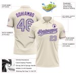 Custom Team Name Number Cream Gray Purple Vapor Golf Polo Shirt Performance Personalized Cream Gray-Purple Performance Vapor