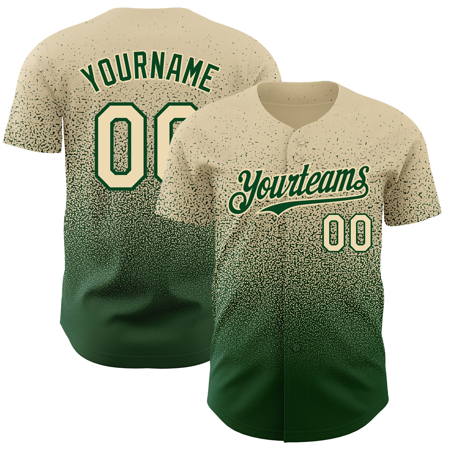Custom Name and Number Baseball Jersey in Cream Green - Authentic Fade Fashion Design Personalized Cream Green Authentic