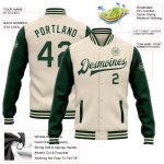 Personalized Cream Green Bomber Jacket Varsity Letterman Two Tone Full-Snap Personalized Cream Green Bomber Full-Snap Varsity