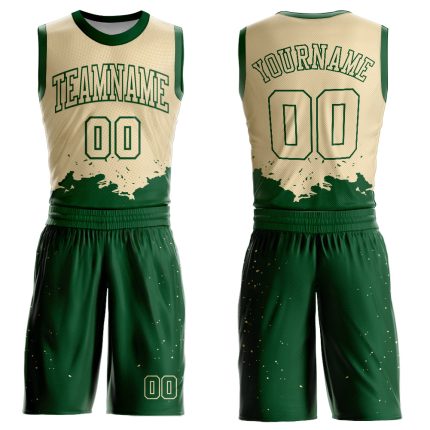 Personalized Cream Green Color Splash Basketball Jersey Round Neck Sublimation Suit Personalized Cream Green Color Splash