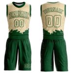 Custom Name Number Basketball Jersey Sublimation Cream Green Color Splash Round Neck Suit - Personalized Team Gear Personalized