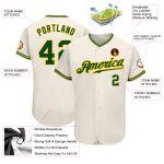 Custom Name and Number Authentic Baseball Jersey - Personalized Green Cream Gold Team Apparel Personalized Cream Green-Gold