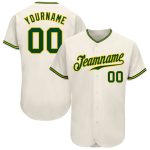 Custom Name and Number Authentic Baseball Jersey - Personalized Green Cream Gold Team Apparel Personalized Cream Green-Gold
