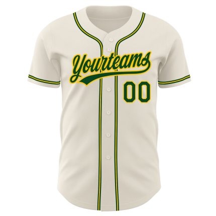 Custom Cream Green-Gold Baseball Jersey - Personalized Sports Apparel Personalized Cream Green-Gold Baseball Jersey 2