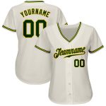 Custom Personalized Green Gold Baseball Jersey for Men and Women Personalized Cream Green-Gold Baseball Jersey