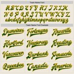 Custom Cream Green Gold Varsity Two Tone Bomber Jacket Full-Snap Letterman Personalized Cream Green-Gold Bomber Full-Snap