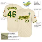 Custom Name Number Throwback Baseball Jersey Personalized Cream Green Gold Mesh Personalized Cream Green-Gold Mesh Authentic