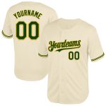 Custom Green-Gold Cream Throwback Baseball Jersey - Personalized Sports Apparel Personalized Cream Green-Gold Mesh Throwback