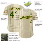 Custom Name and Number Green Gold Pinstripe Authentic Baseball Jersey - Personalized Cream Team Jersey Personalized Cream