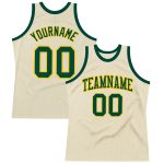 Personalized Green-Gold Throwback Basketball Jersey - Custom Sports Apparel Personalized Cream Green-Gold Throwback Basketball