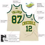 Personalized Green-Gold Throwback Basketball Jersey - Custom Sports Apparel Personalized Cream Green-Gold Throwback Basketball