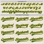 Custom Name and Number Unisex Softball Jersey in Cream Green-Gold Two-Button Design Personalized Cream Green-Gold Two-Button