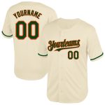 Custom Cream Green-Orange Mesh Throwback Baseball Jersey - Personalized Sports Apparel Personalized Cream Green-Orange Mesh