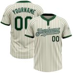 Personalized Unisex Softball Jersey - Cream Green Pinstripe Gray Two-Button Design Personalized Cream Green Pinstripe Gray