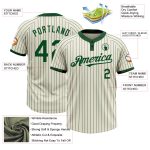 Custom Name and Number Unisex Softball Jersey in Cream Green Pinstripe, Two-Button Design, Personalized Team Apparel Personalized