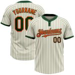 Custom Team Name Number Softball Jersey Unisex Two-Button Cream Green Pinstripe Orange дзяўчынам Personalized Cream Green